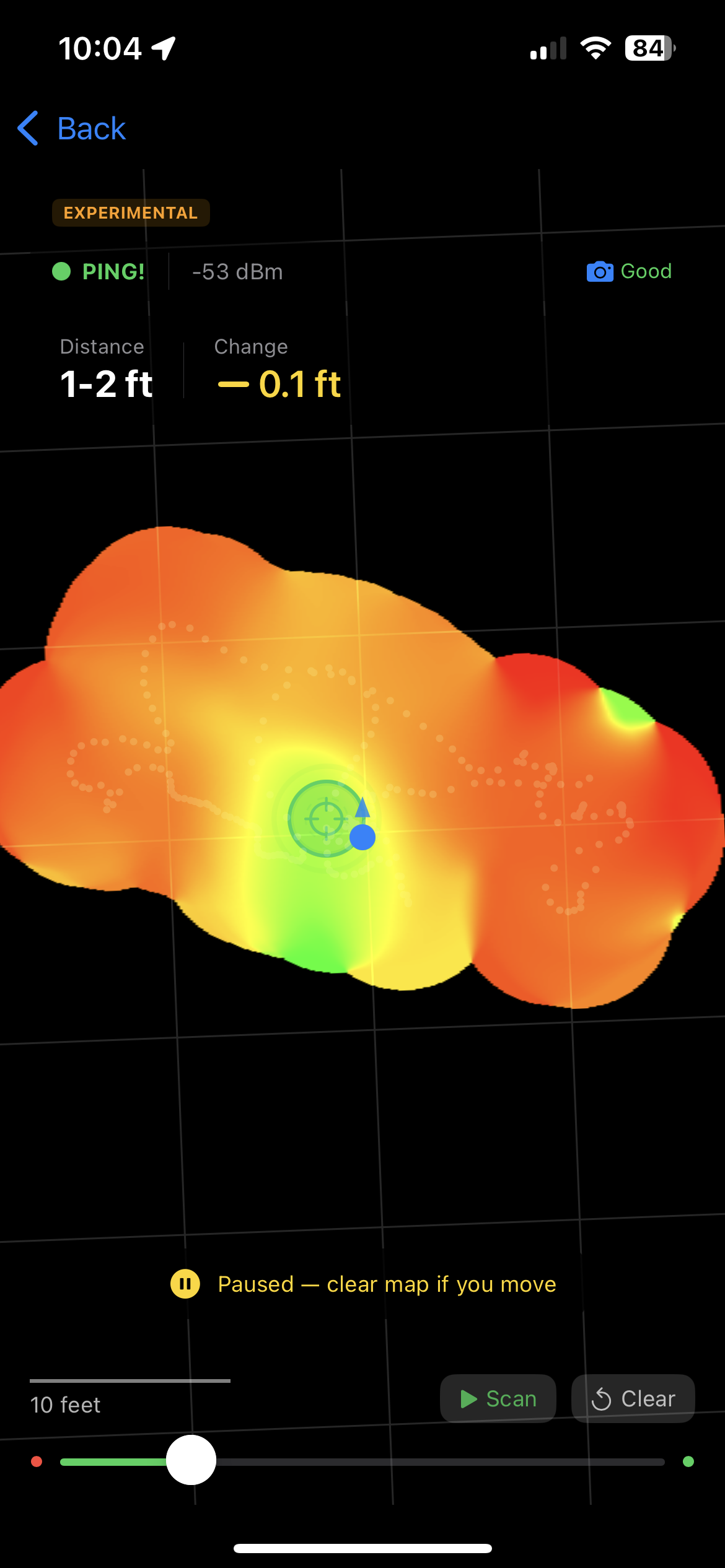 Signal heatmap showing device location